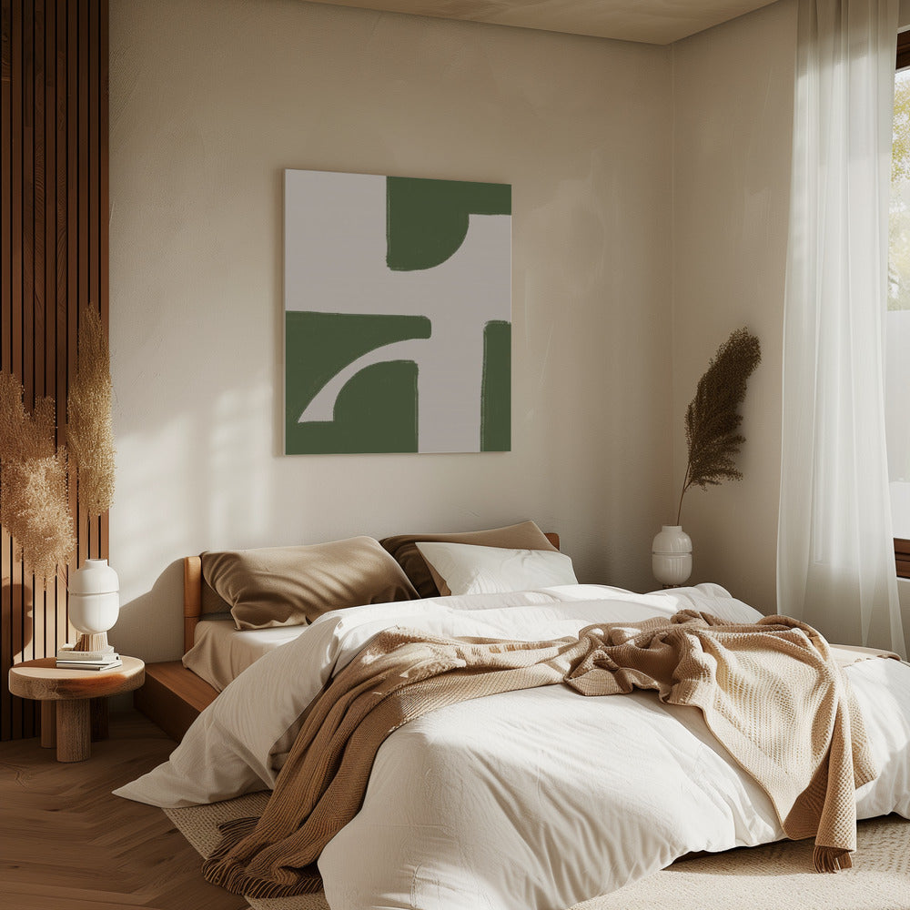 Groene geometrische stroom | Canvas