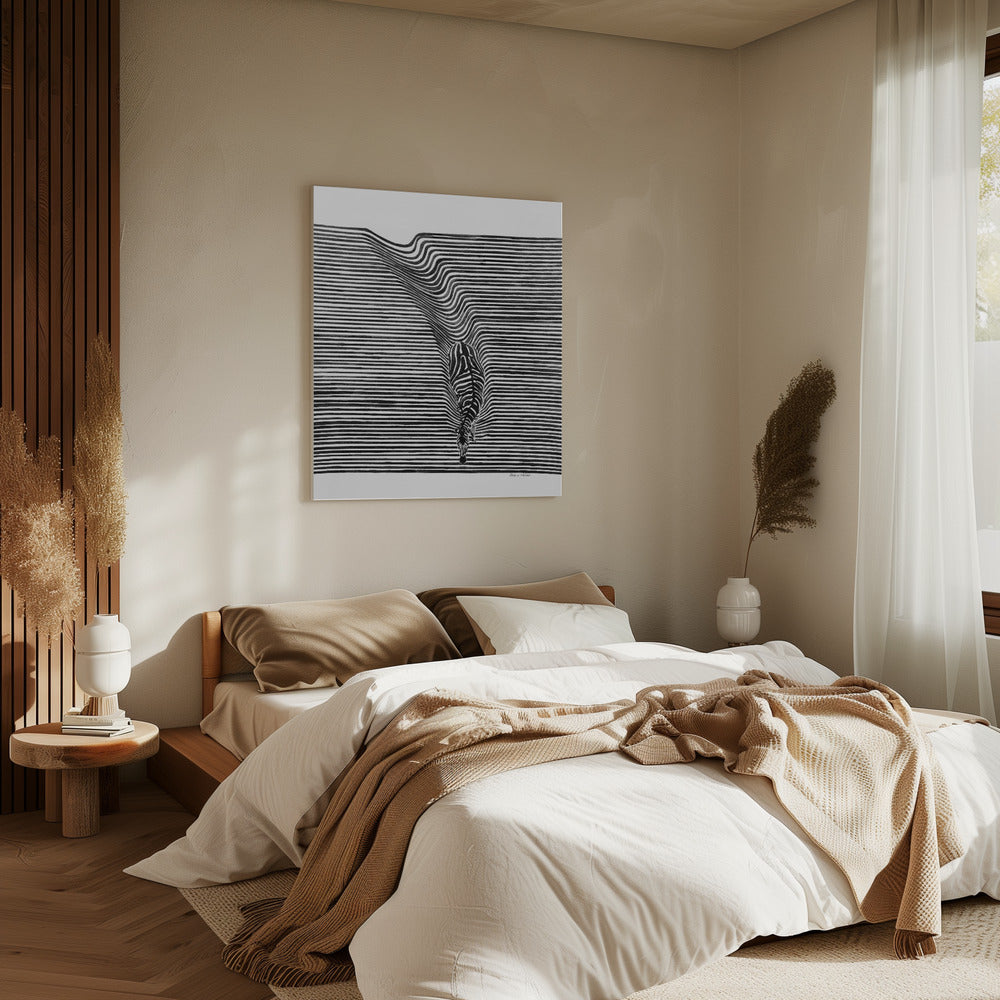Zebra in het veld | Canvas