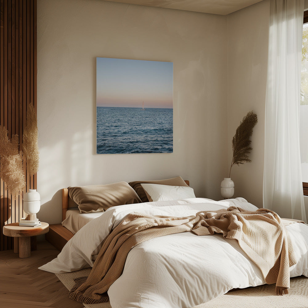 Zeilen langs de Amalfikust bij zonsondergang | Reisfotografie in Italië | Canvas