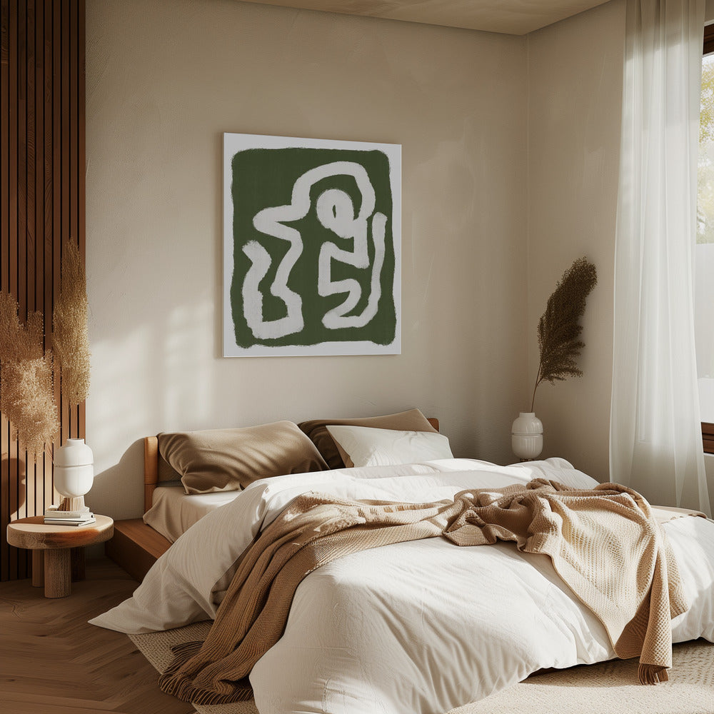 Abstracte Groene Lijnen 3 | Canvas