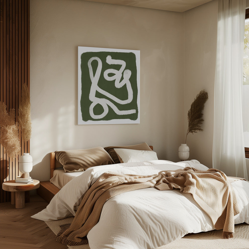 Abstracte Groene Lijnen 2 | Canvas
