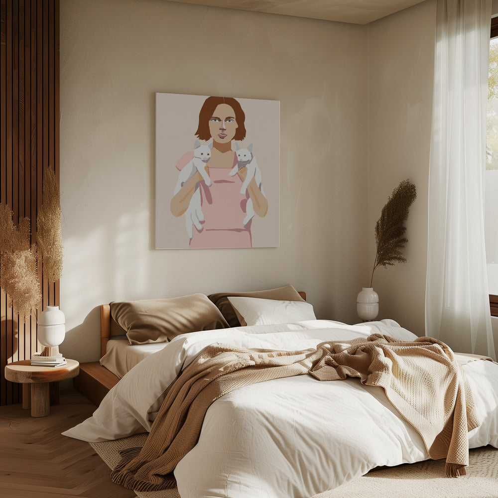 Dame met kittens | Canvas