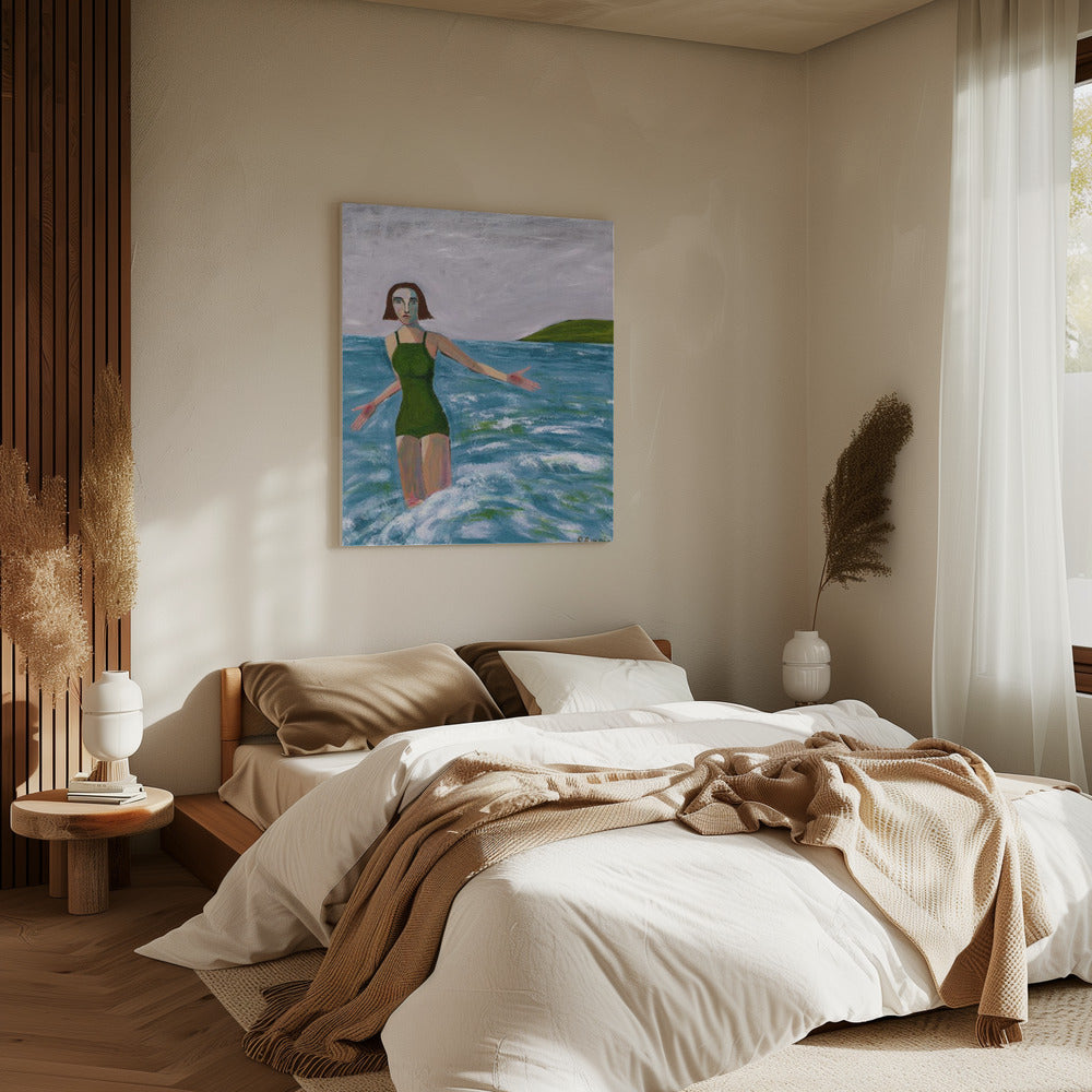 Vrouw aan zee | Canvas