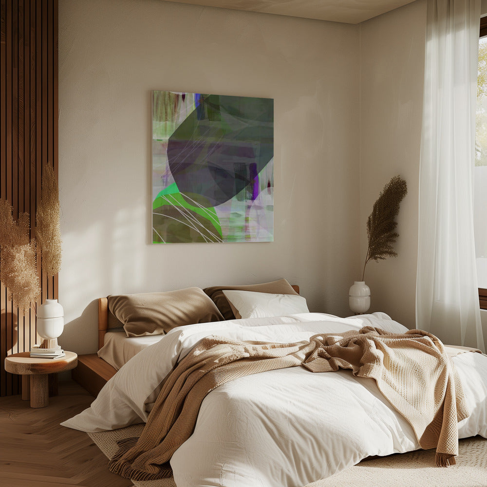 Abstracte groene vormen 1 | Canvas