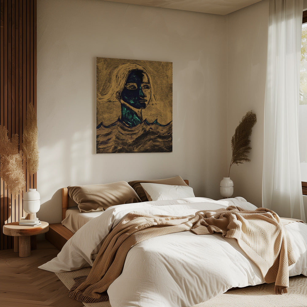 De zwemmer bruin | Canvas