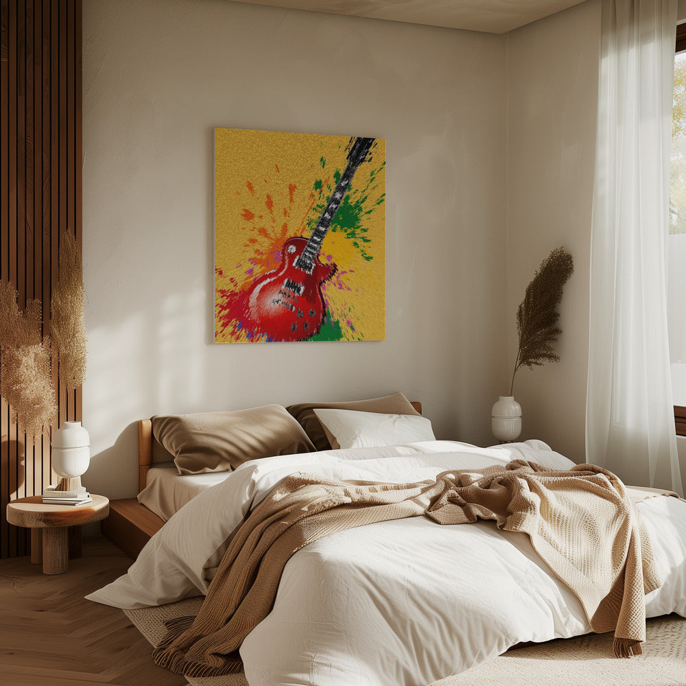 Elektrische gitaar popart exploderend | Canvas