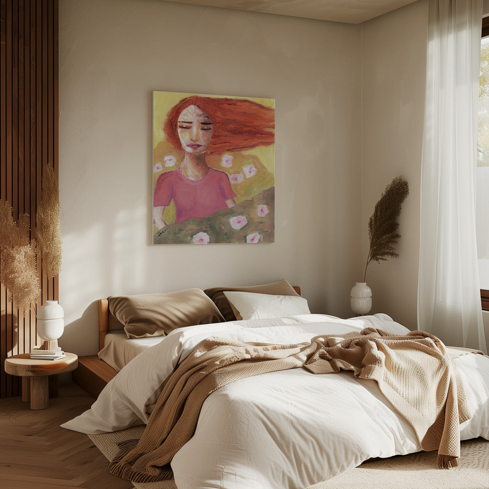Rood hoofd vrij als de bries | Canvas