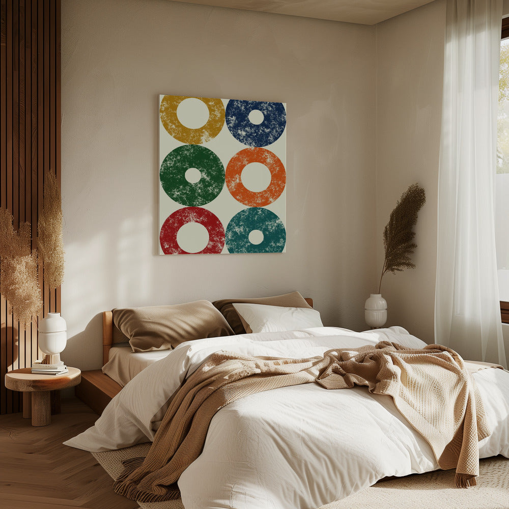 Kleurrijke cirkels rij | Canvas