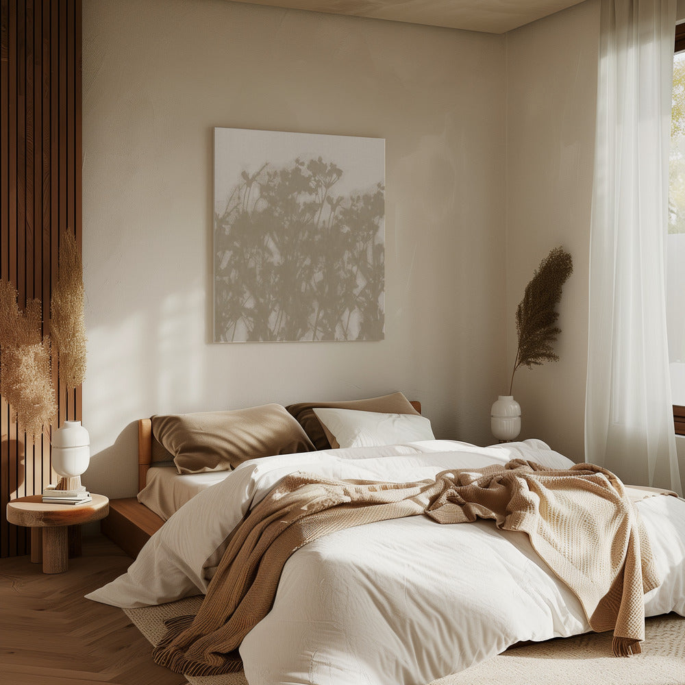 Wilde weide in oker en wit | Canvas