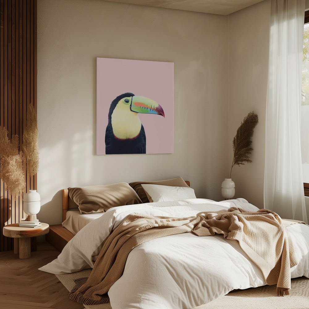 Toekan op roze | Canvas