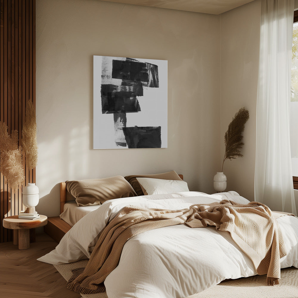 Zwart-wit abstracte compositie nr. 1 | Canvas