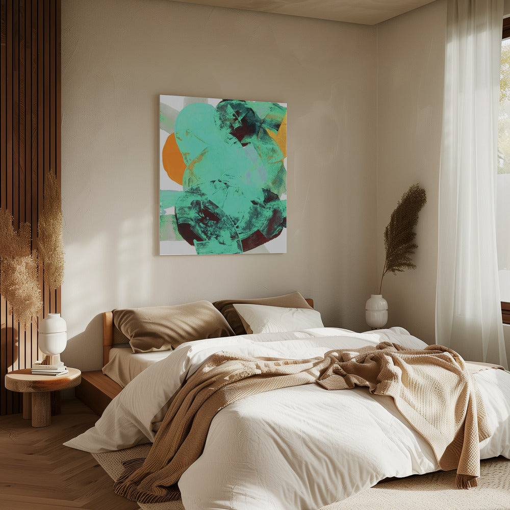 Aqua Teal Burgandy Oranje Neutraal Wit Abstract 1 | Canvas