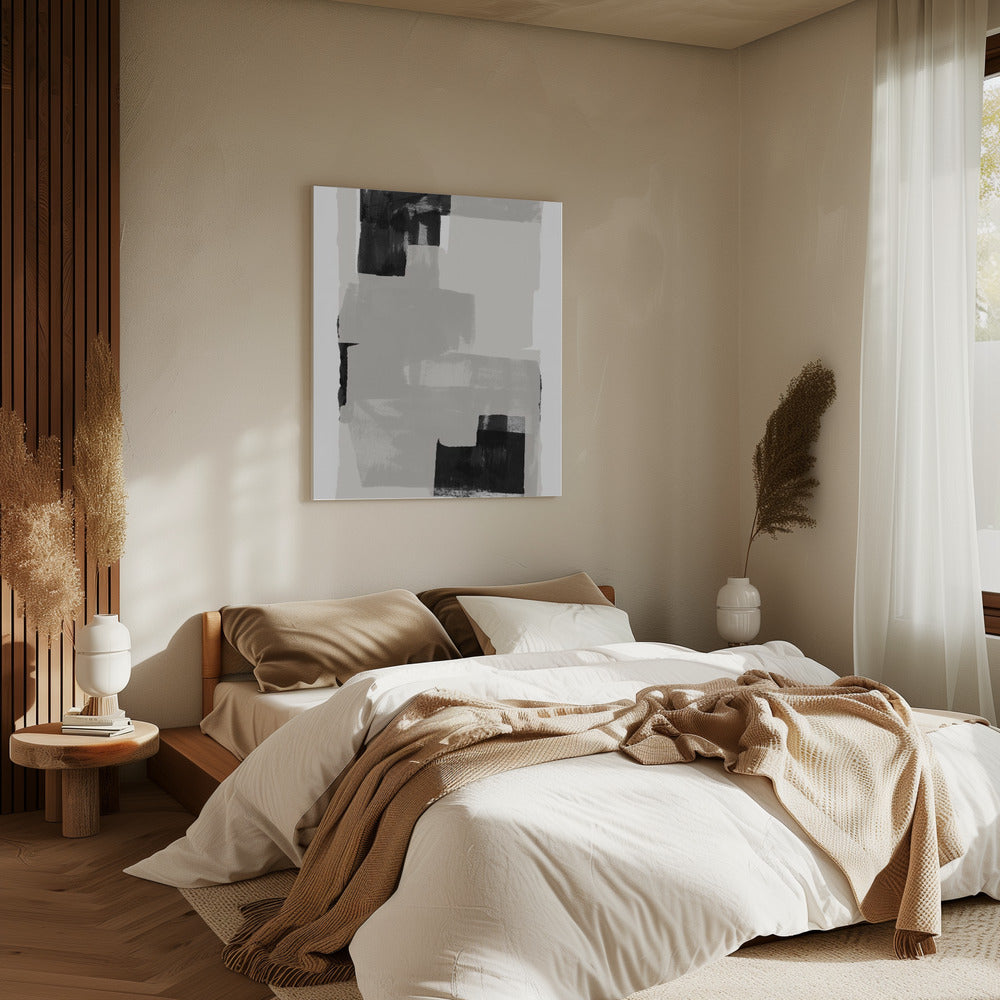 Zwart-wit abstracte compositie nr. 3 | Canvas
