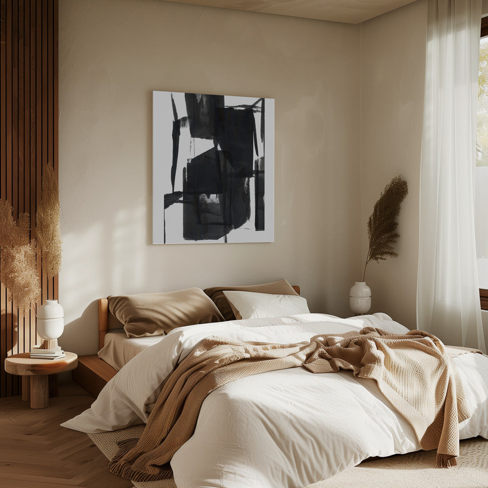 Zwart-wit abstracte compositie nr. 7 | Canvas