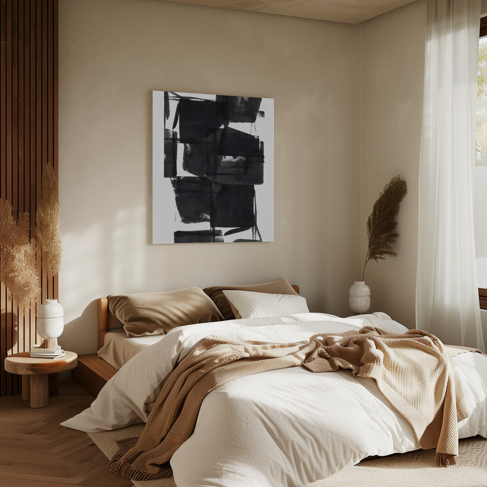 Zwart-wit abstracte compositie nr. 8 | Canvas