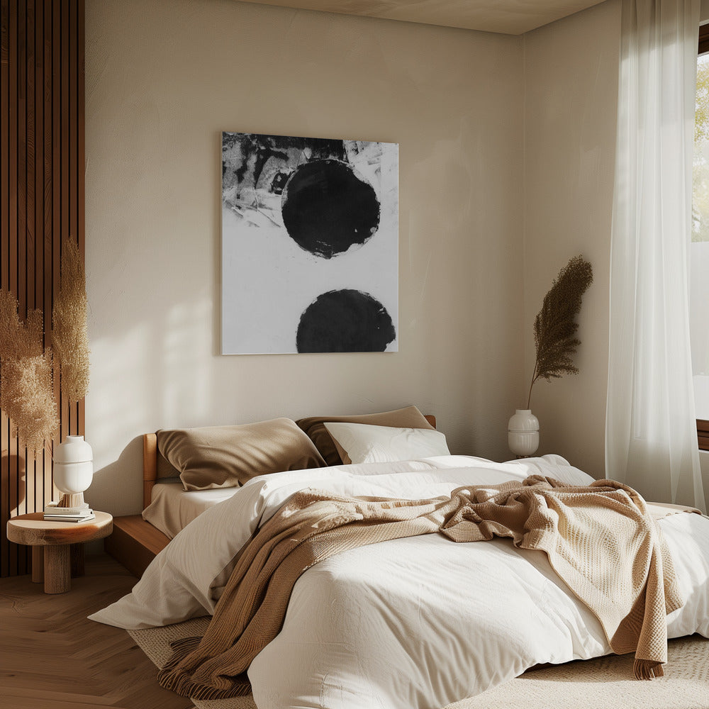 Zwart-witte abstracte stippen 2 | Canvas