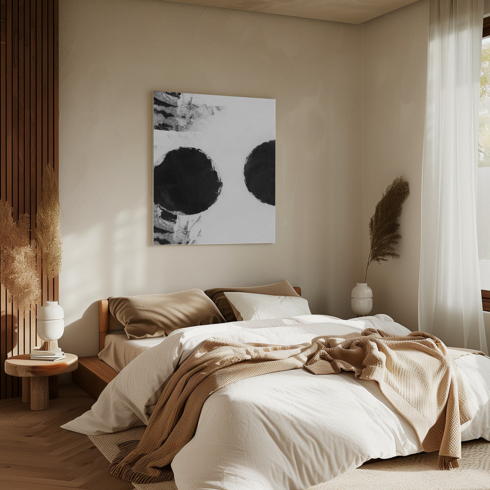 Zwart-witte abstracte stippen 3 | Canvas