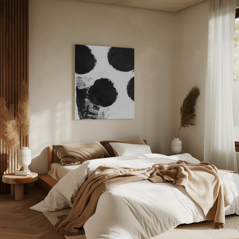 Zwart-witte abstracte stippen 4 | Canvas