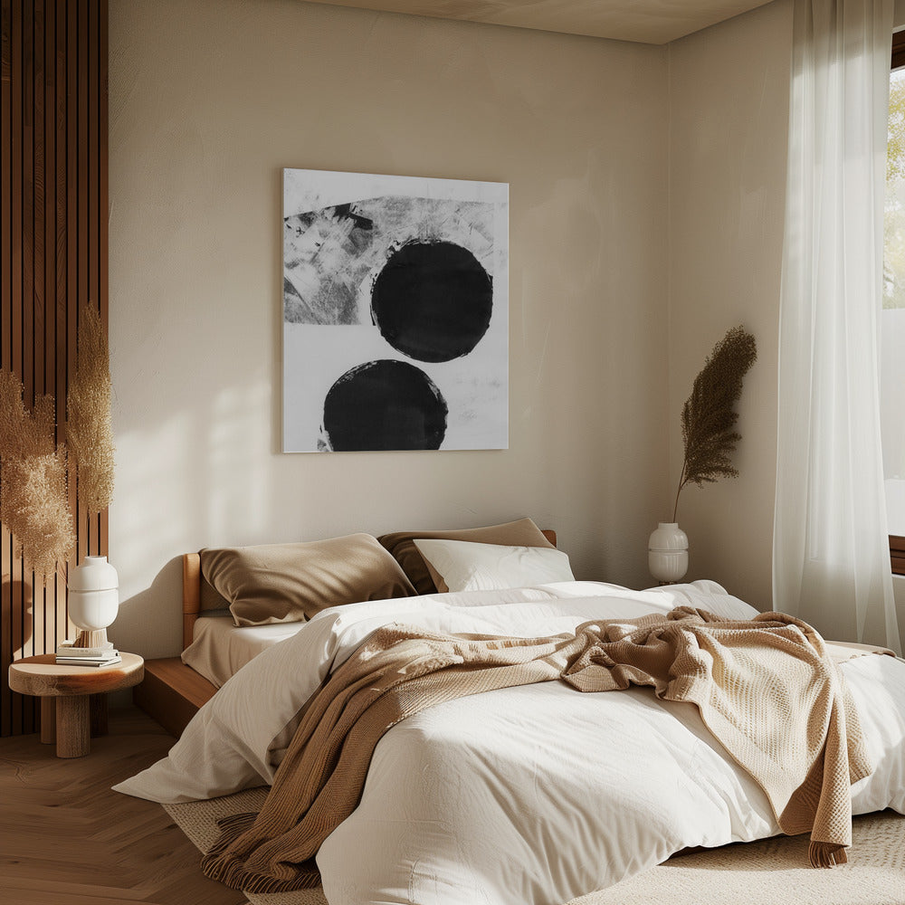 Zwart-witte abstracte stippen 5 | Canvas