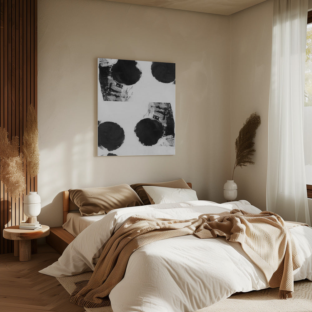 Zwart-witte abstracte stippen 8 | Canvas