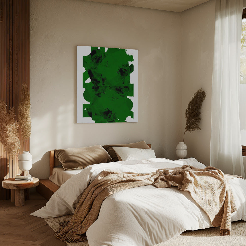 Groen en zwart abstracte compositie nr. 1 | Canvas