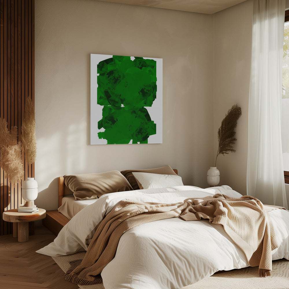 Groen en zwart abstracte compositie nr. 2 | Canvas