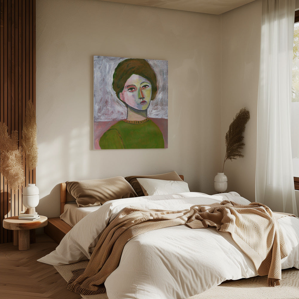 De vrouw in de groene trui | Canvas