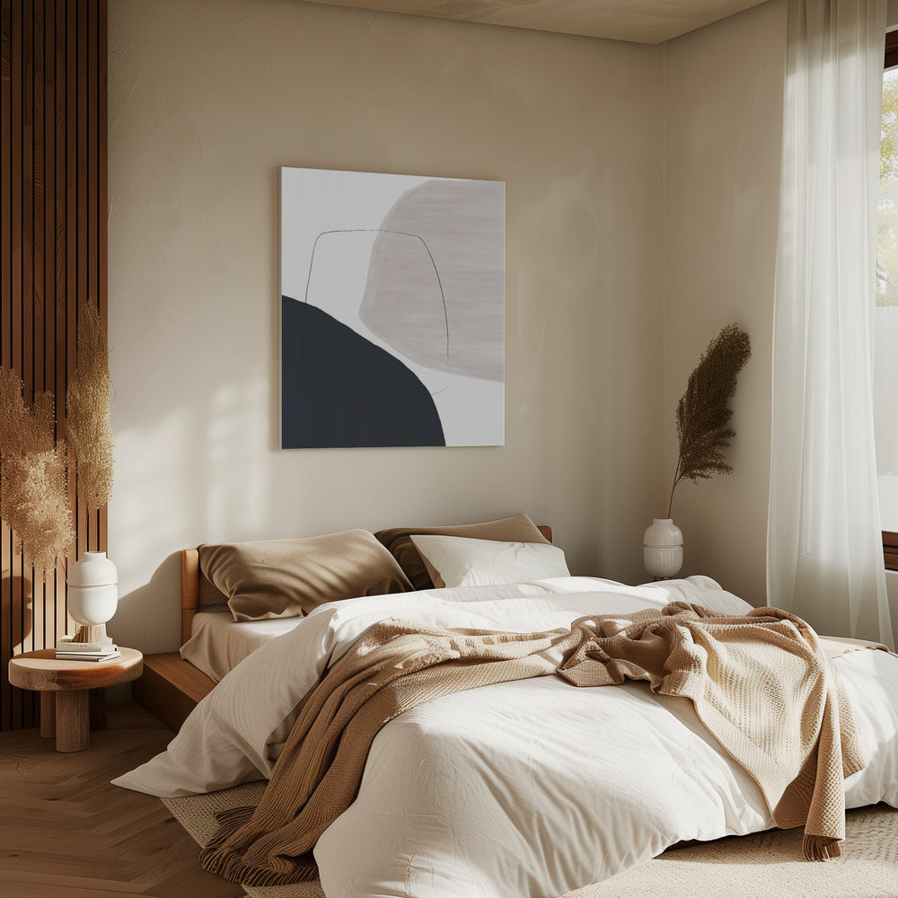Abstract kunstwerk met zachte beige en bruine tinten | Canvas