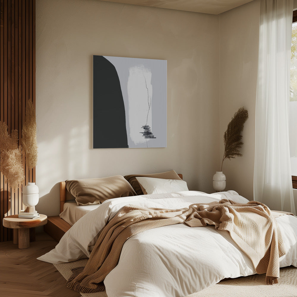 Zwarte vorm tegen een lichte achtergrond | Canvas