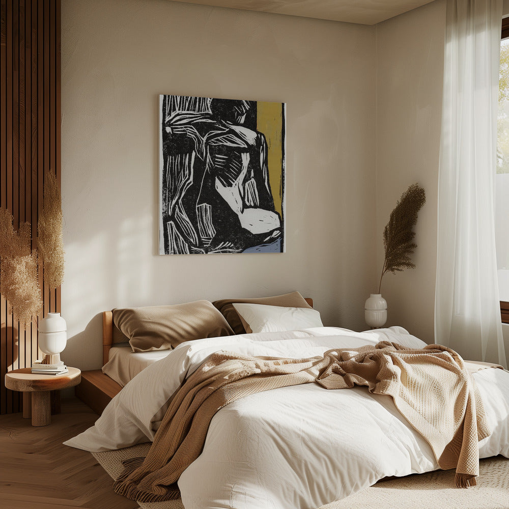 Naakt bij raam | Canvas