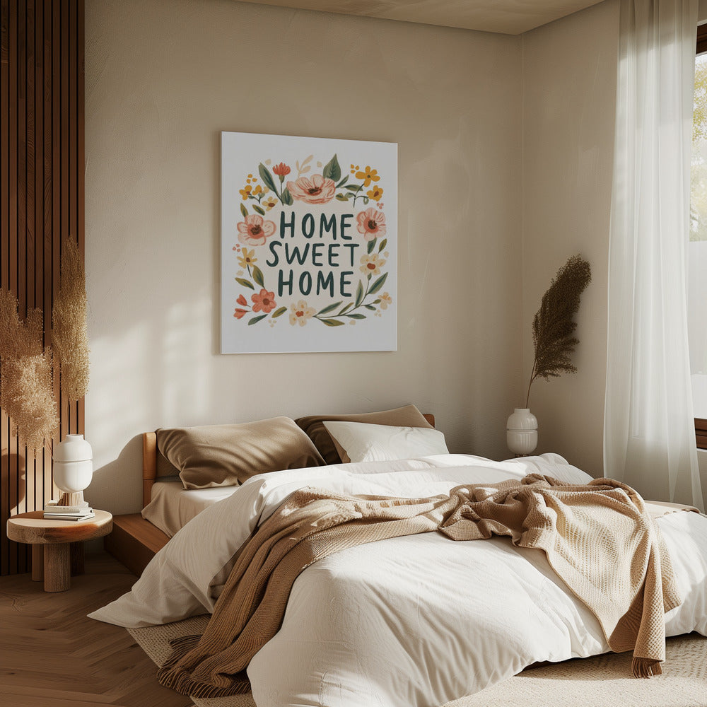 Welkomstbord met bloemen | Canvas