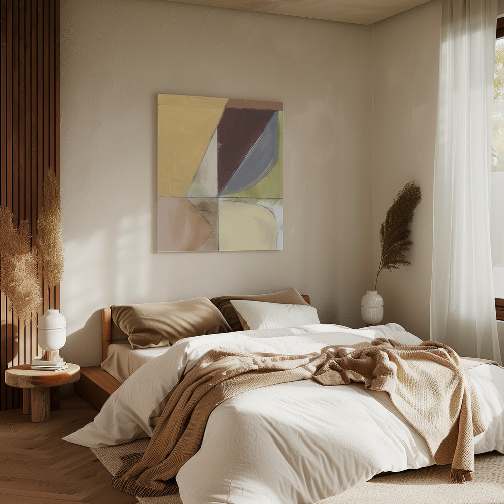 Stofroze Geel Abstract No2 Kunstdruk | Canvas
