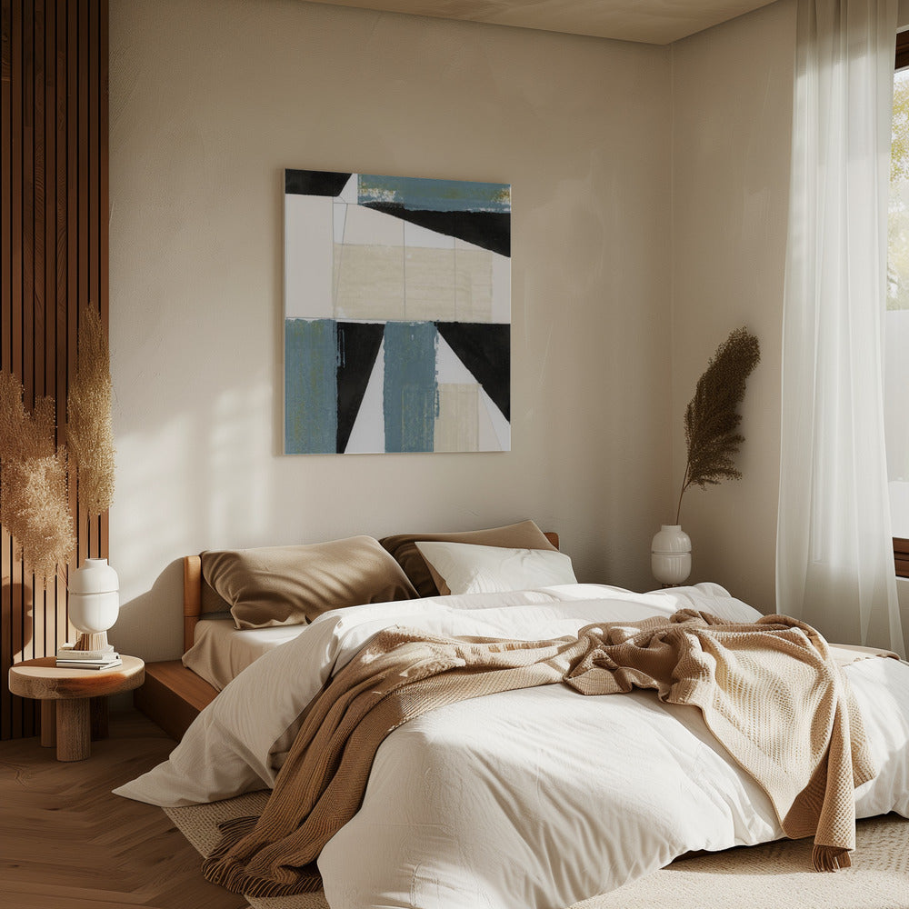Abstracte blauwe vormen nr. 2 print | Canvas