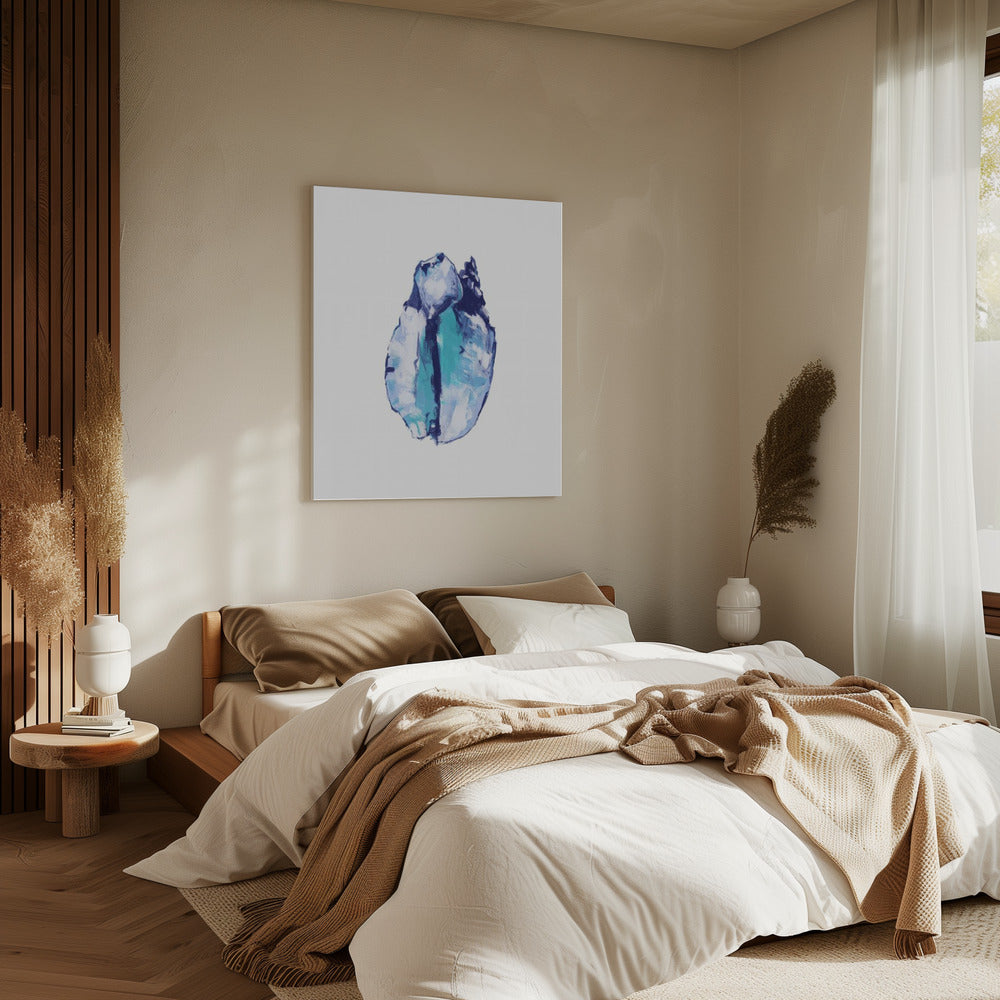 Blauwe schelp op witte achtergrond nr. 5 | Canvas
