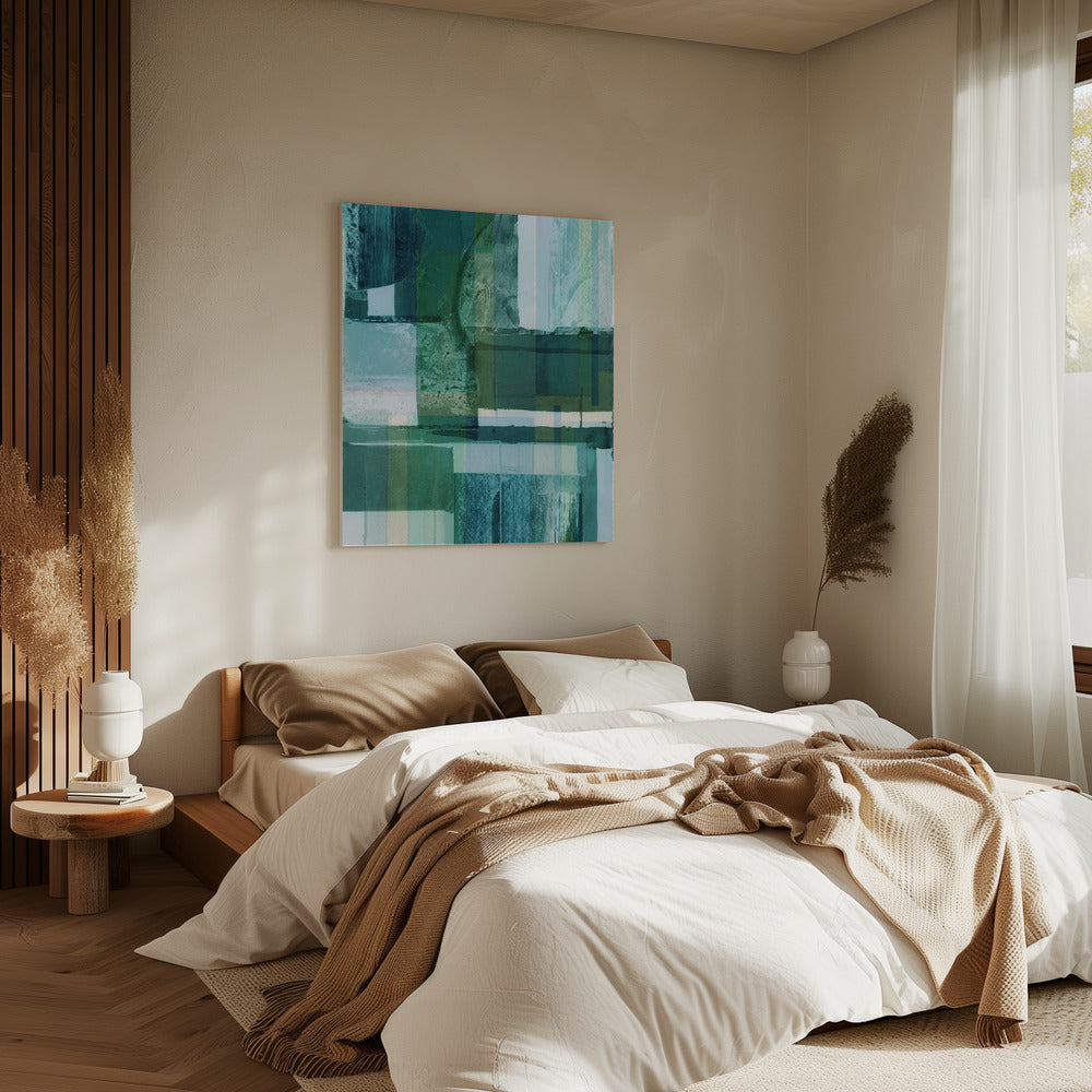 Abstracte tinten blauw en neutraal 2 | Canvas