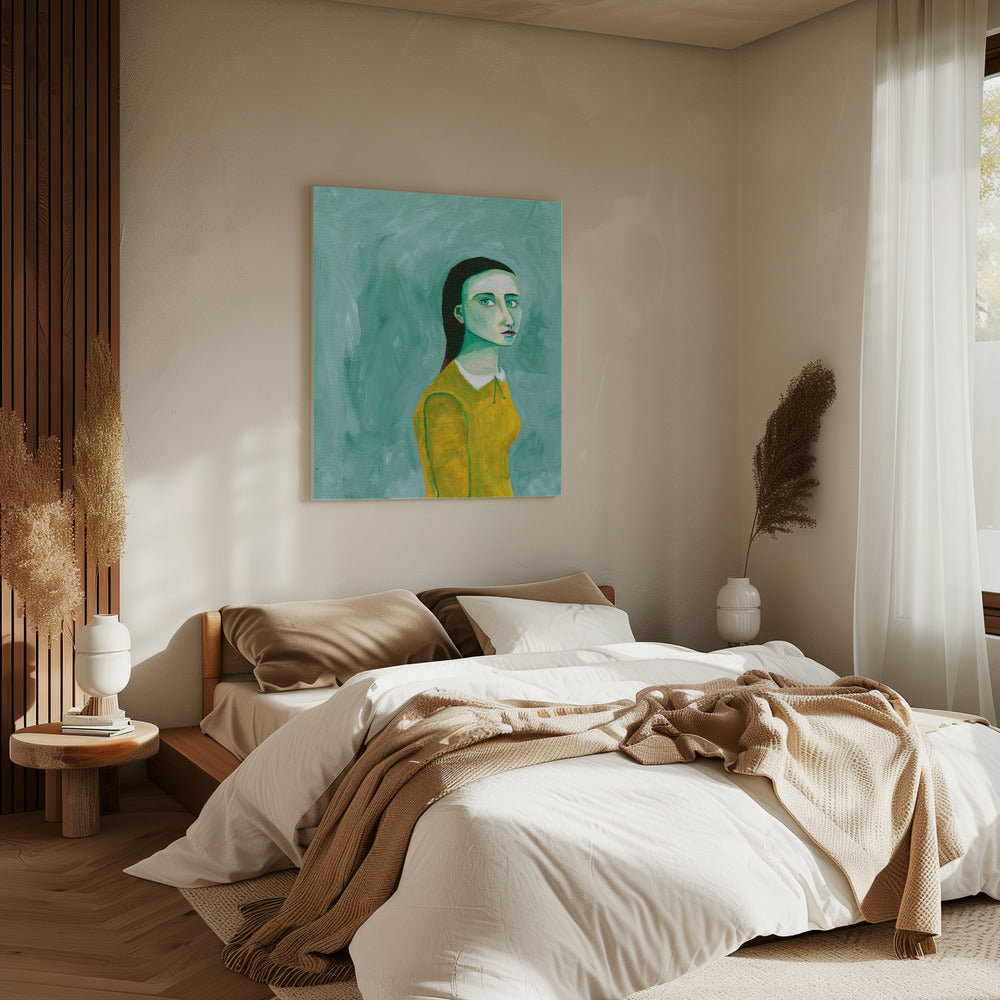 Dame in de gele jurk | Canvas
