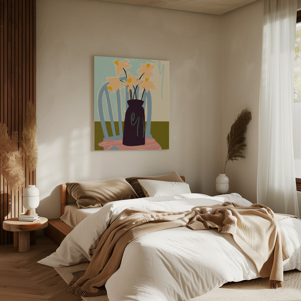 Minimalistisch stilleven met bloemen | Canvas