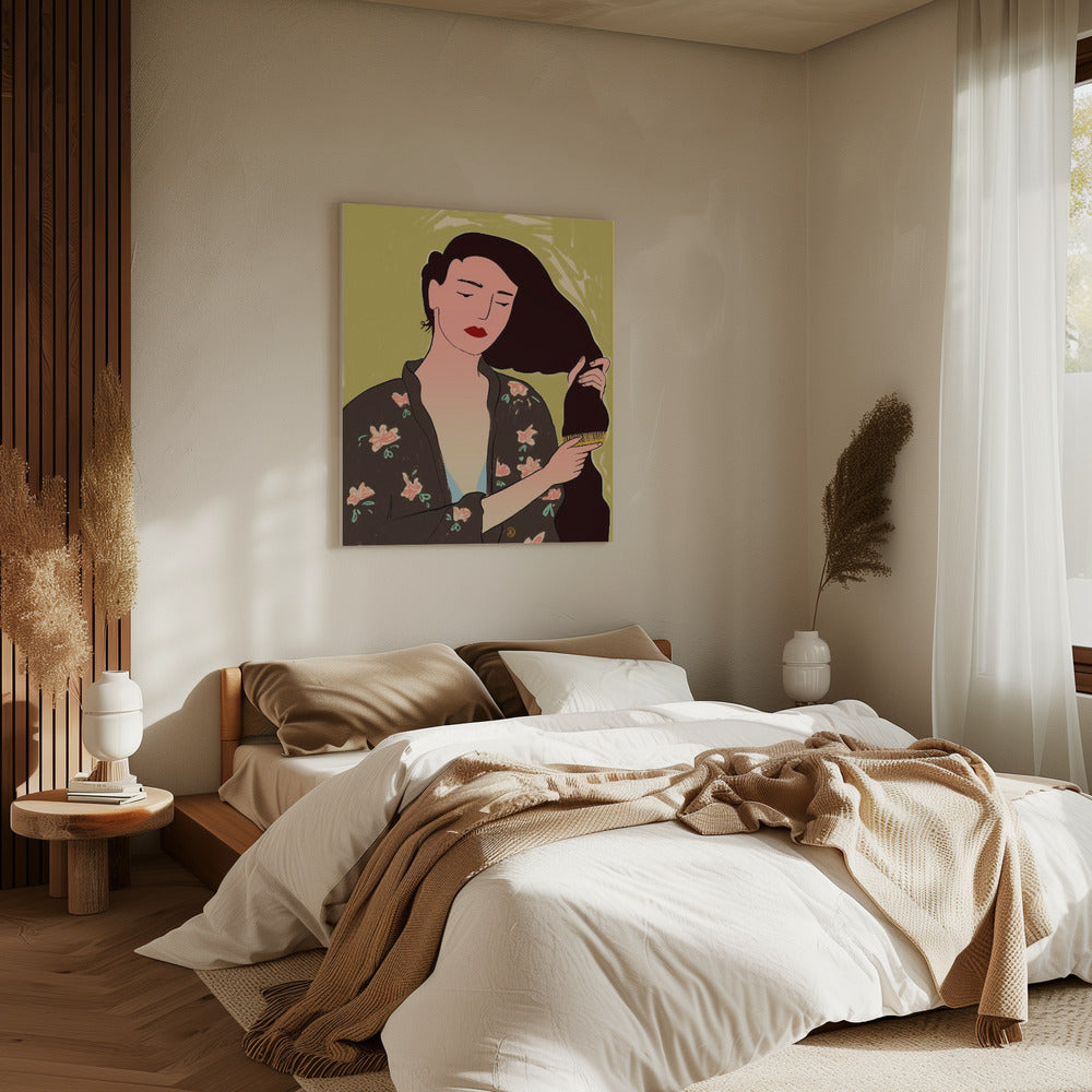 Vrouw met lang haar | Canvas