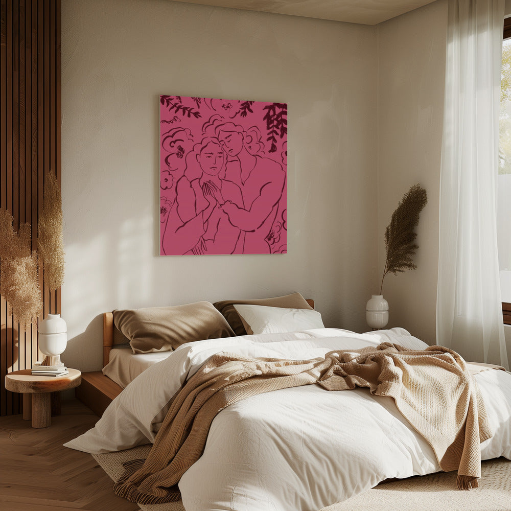 Hand in hand roze | Canvas