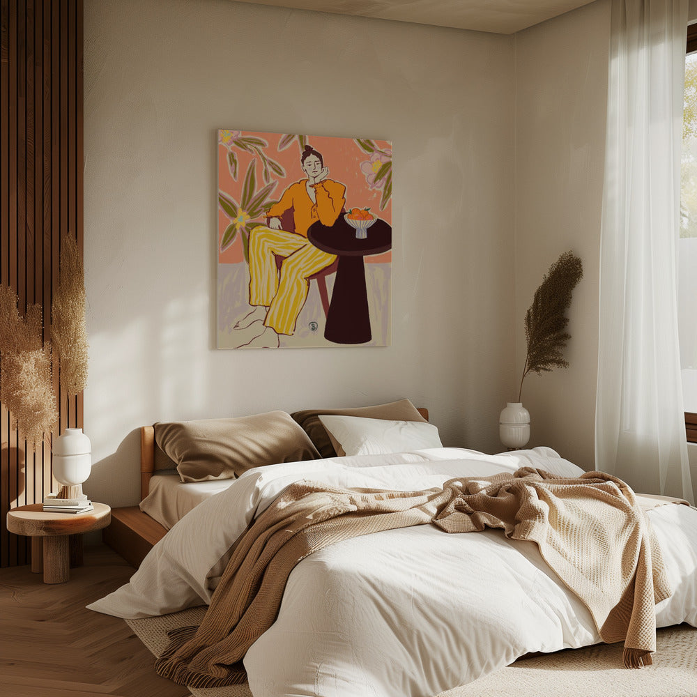 Vrouw met sinaasappels | Canvas
