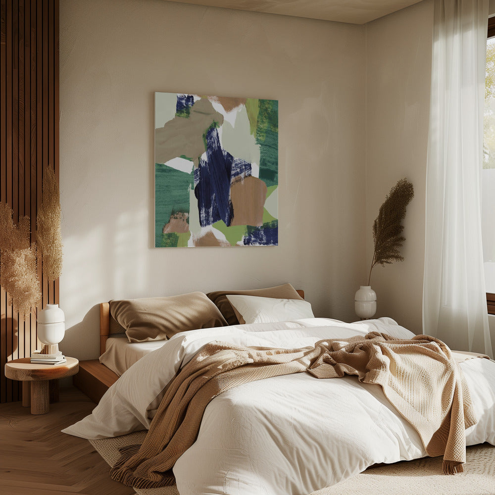 Abstract Blauw Groen Beige Nr. 2 | Canvas