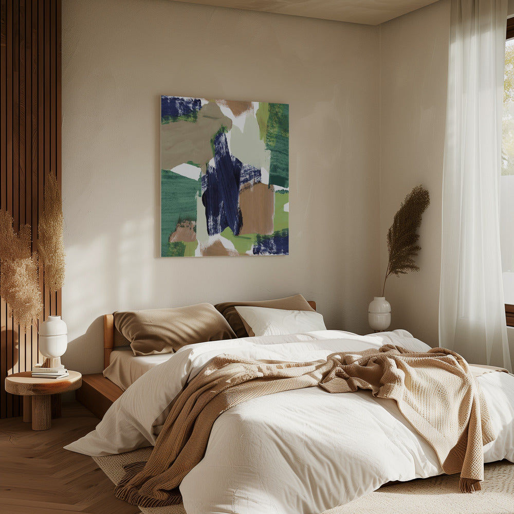 Abstract Blauw Groen Beige Nr. 1 | Canvas