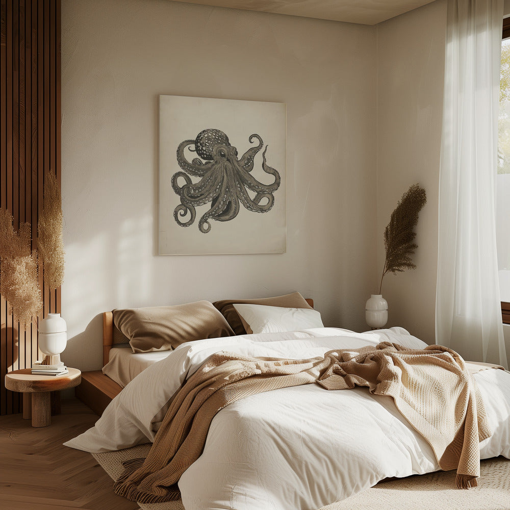 Octopus vintage handgeschilderd | Canvas