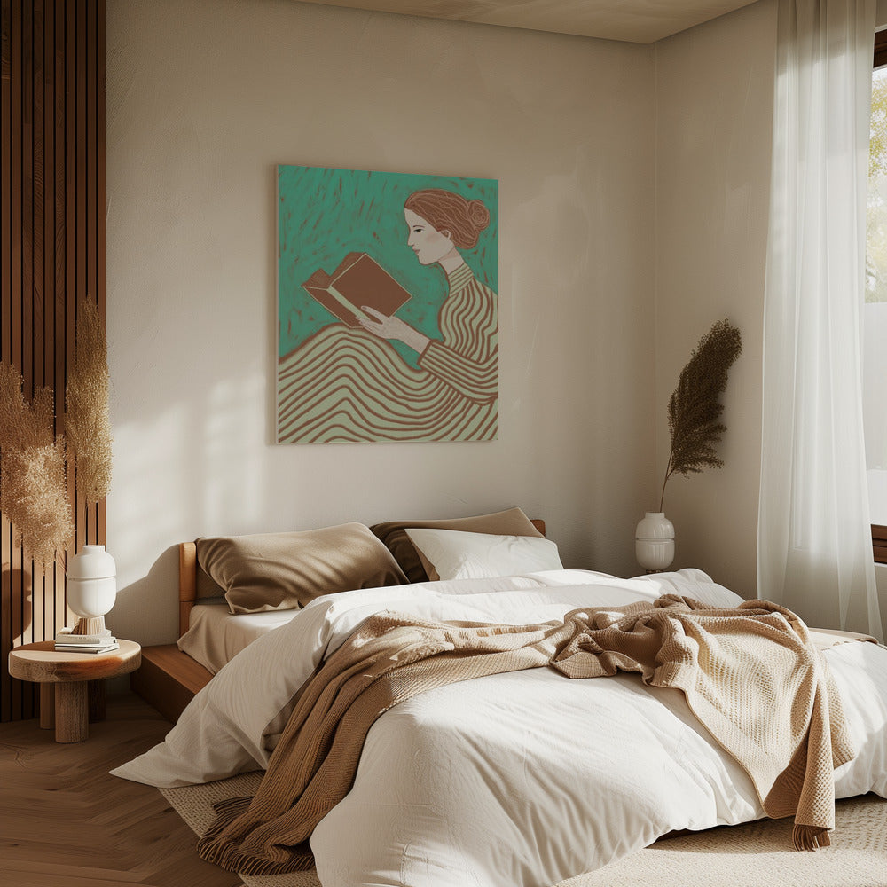 Dame leest gestreepte jurk | Canvas