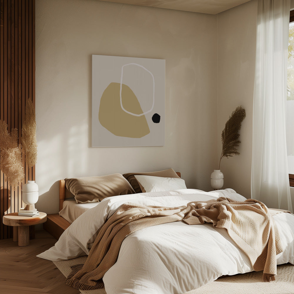 Beige en zwarte geometrische vormen | Canvas