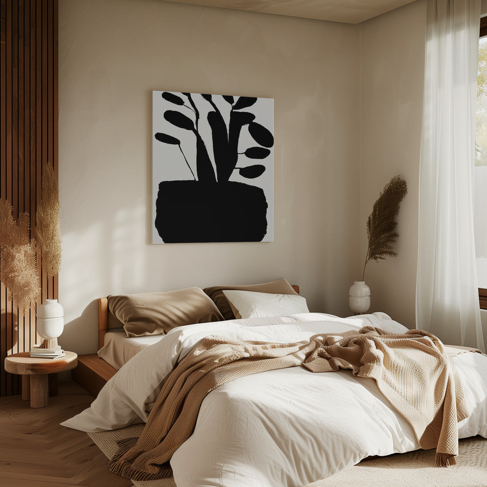 Silhouet van potplant nr. 2 | Canvas