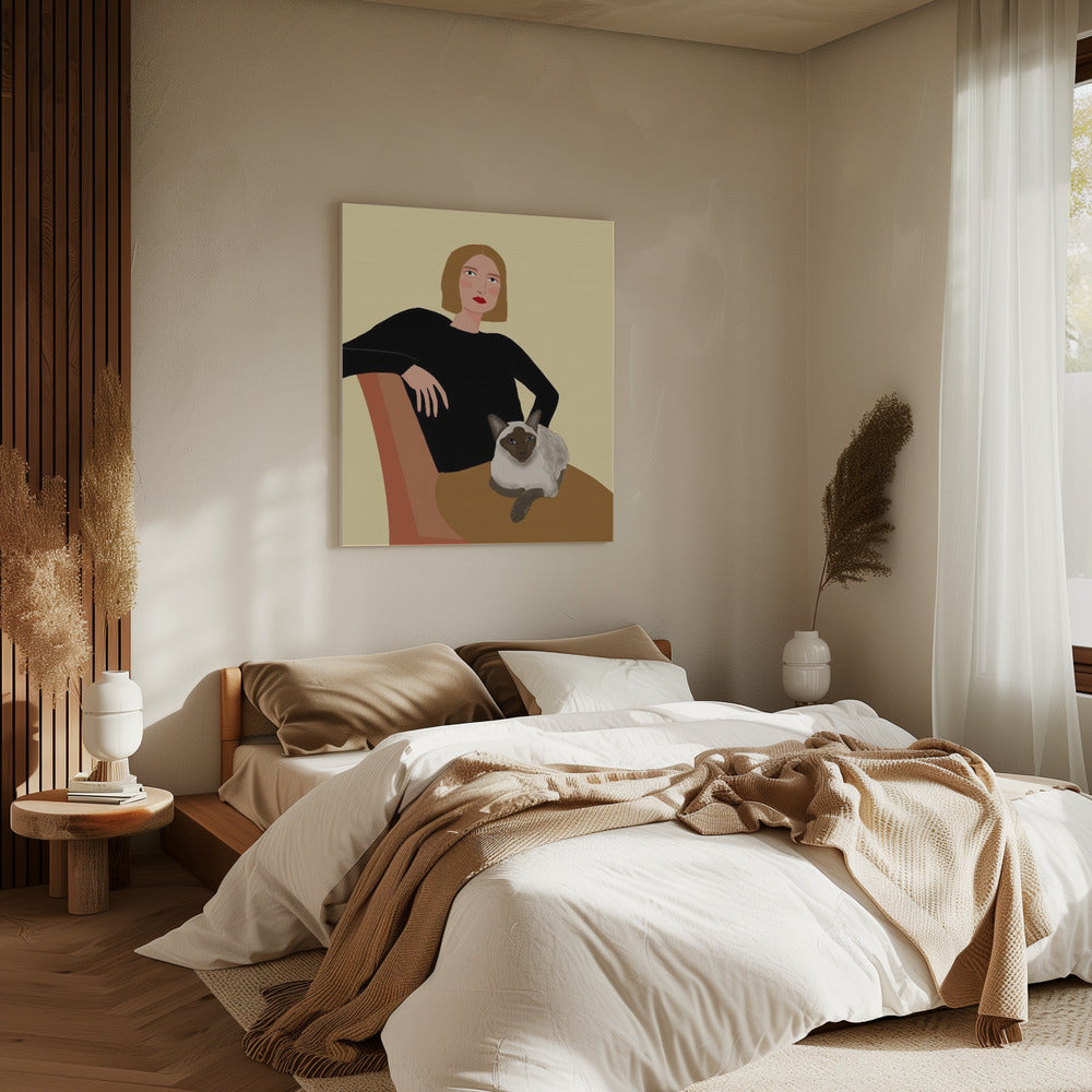 Dame met kat | Canvas