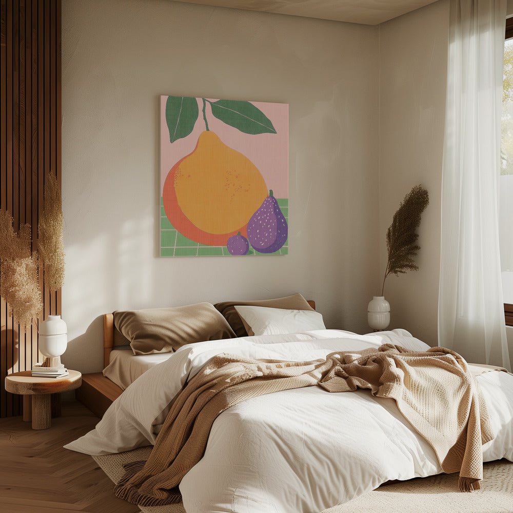 Fruitillustratie Peer en Vijgen | Canvas