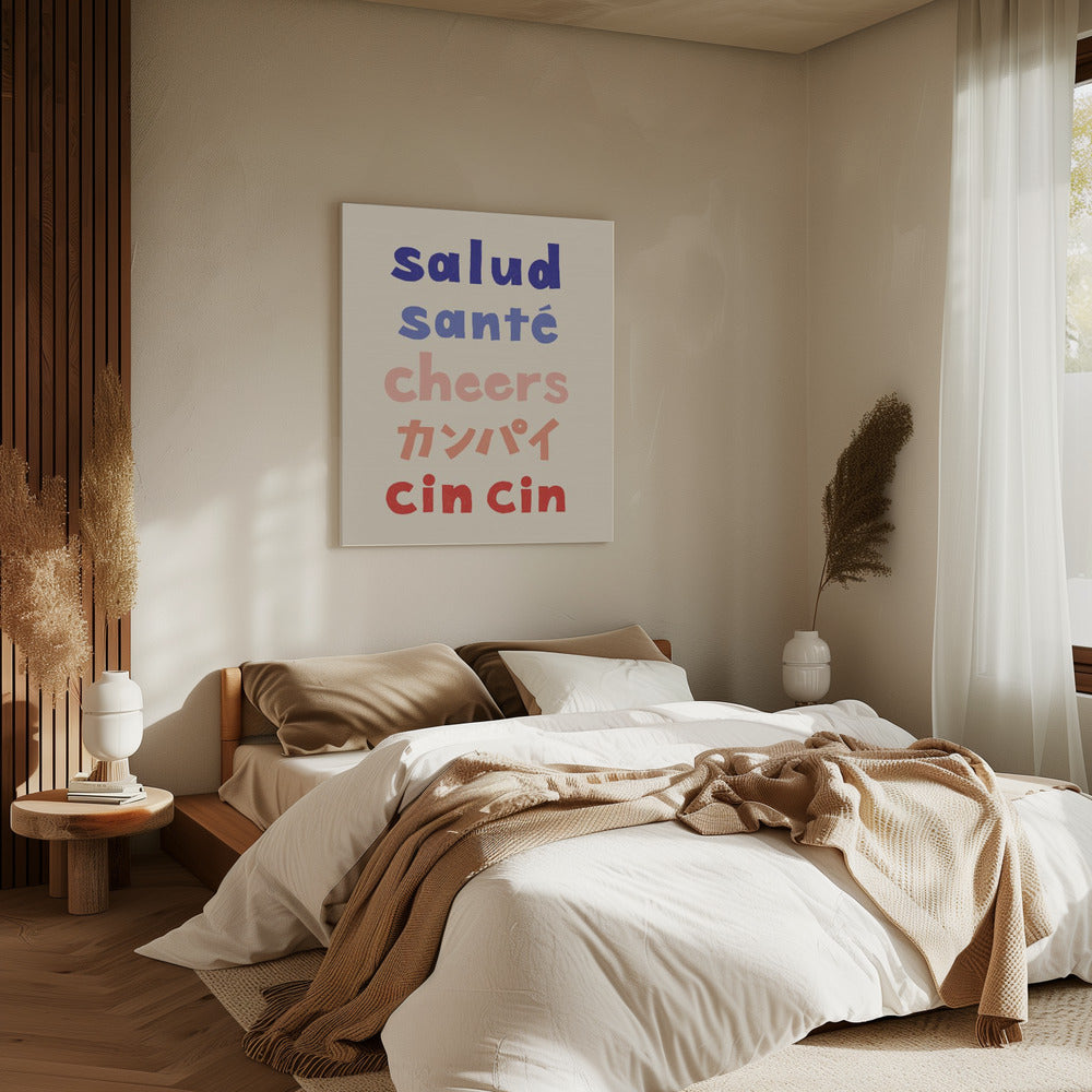 Proost typografie - Salud Santé Proost Kanpai Cin cin | Canvas