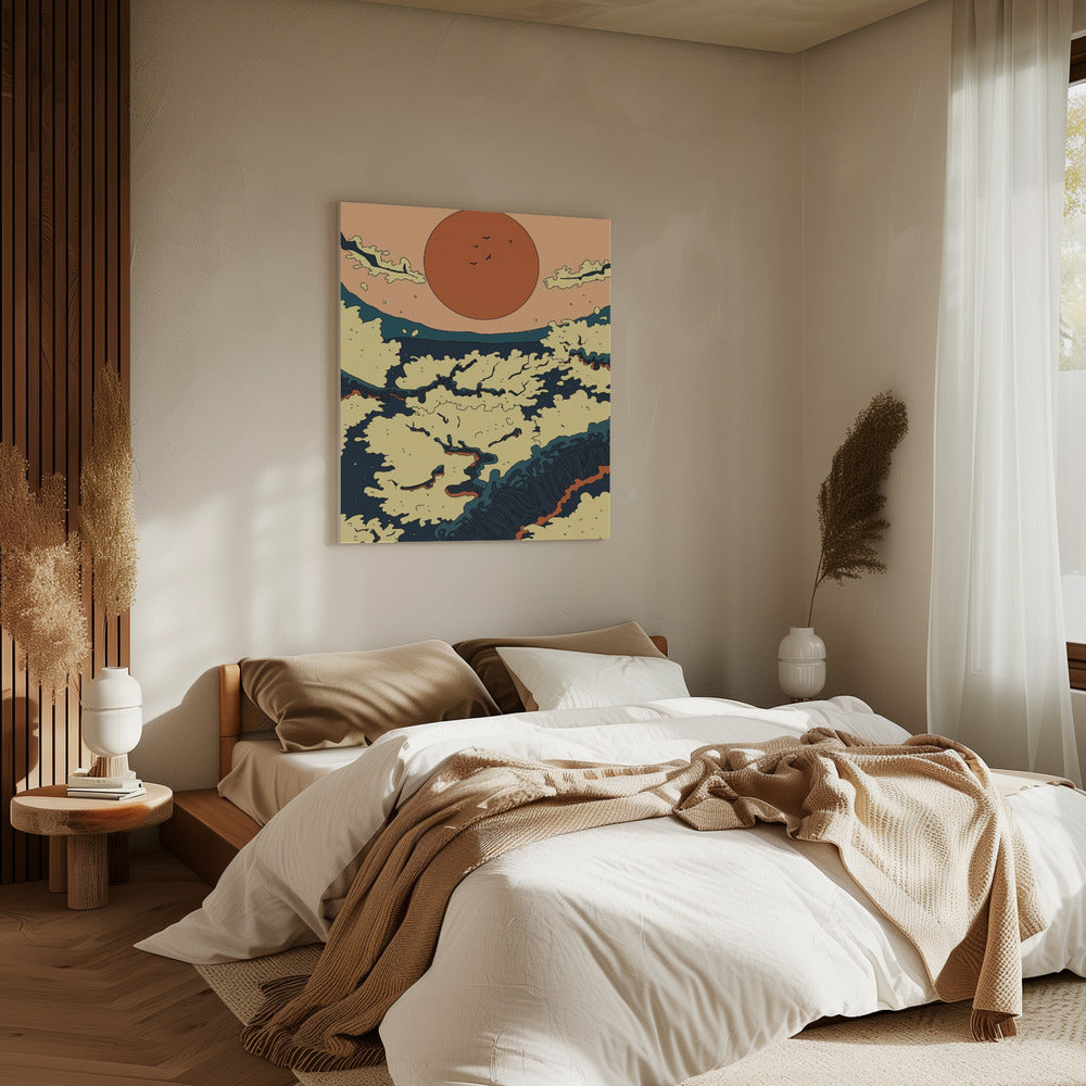 Abstracte Japanse zonsondergang | Canvas